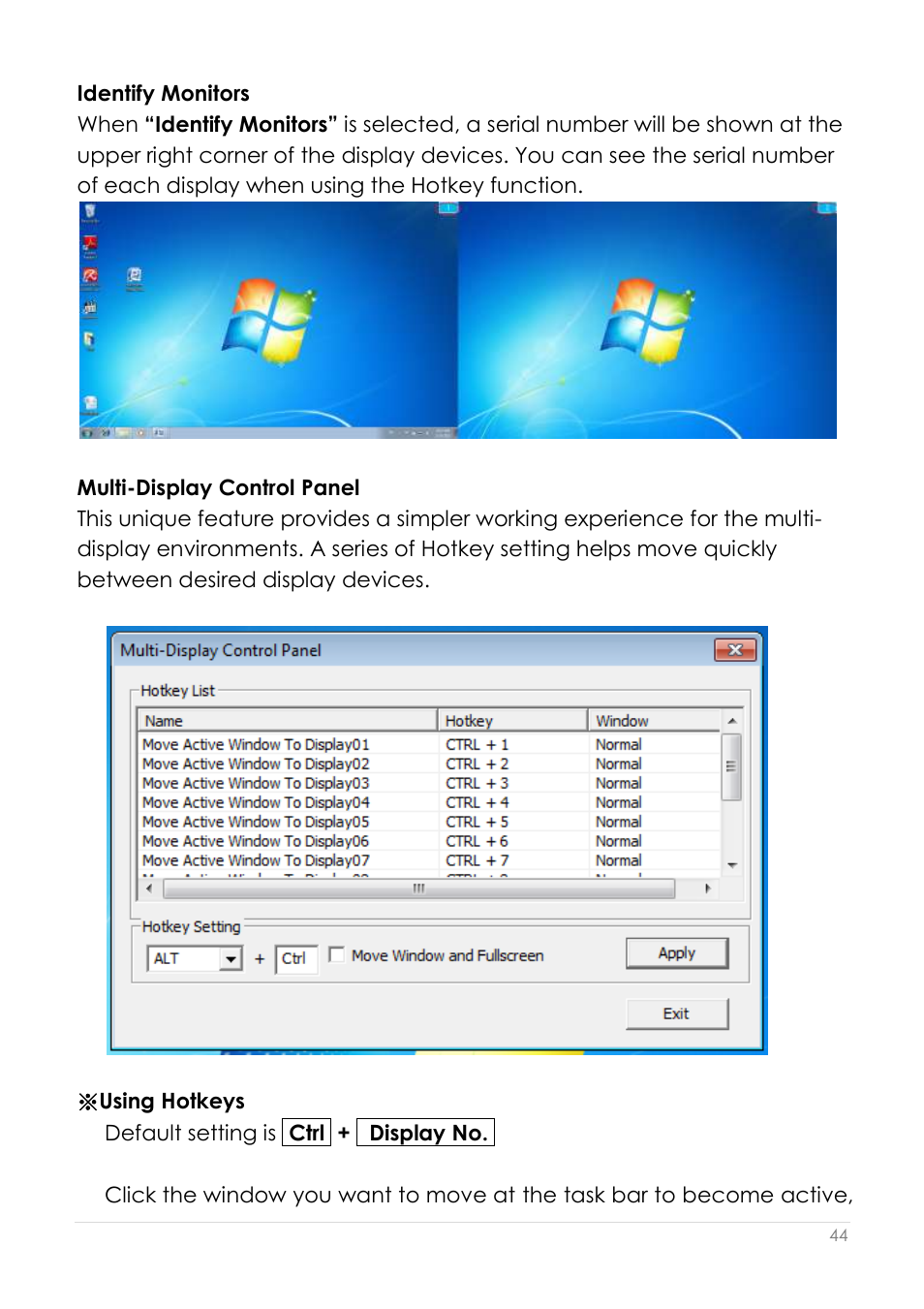 Identify monitors multi-display control panel | j5 create JUA250 - USB 2.0 HDMI Display Adapter User Manual | Page 45 / 497
