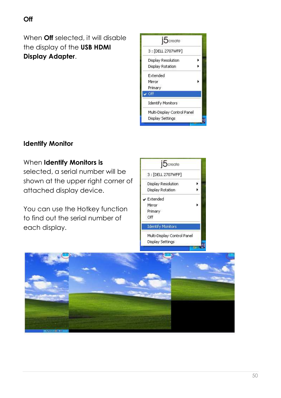 Identify monitor | j5 create JUA250 - USB 2.0 HDMI Display Adapter User Manual | Page 51 / 497