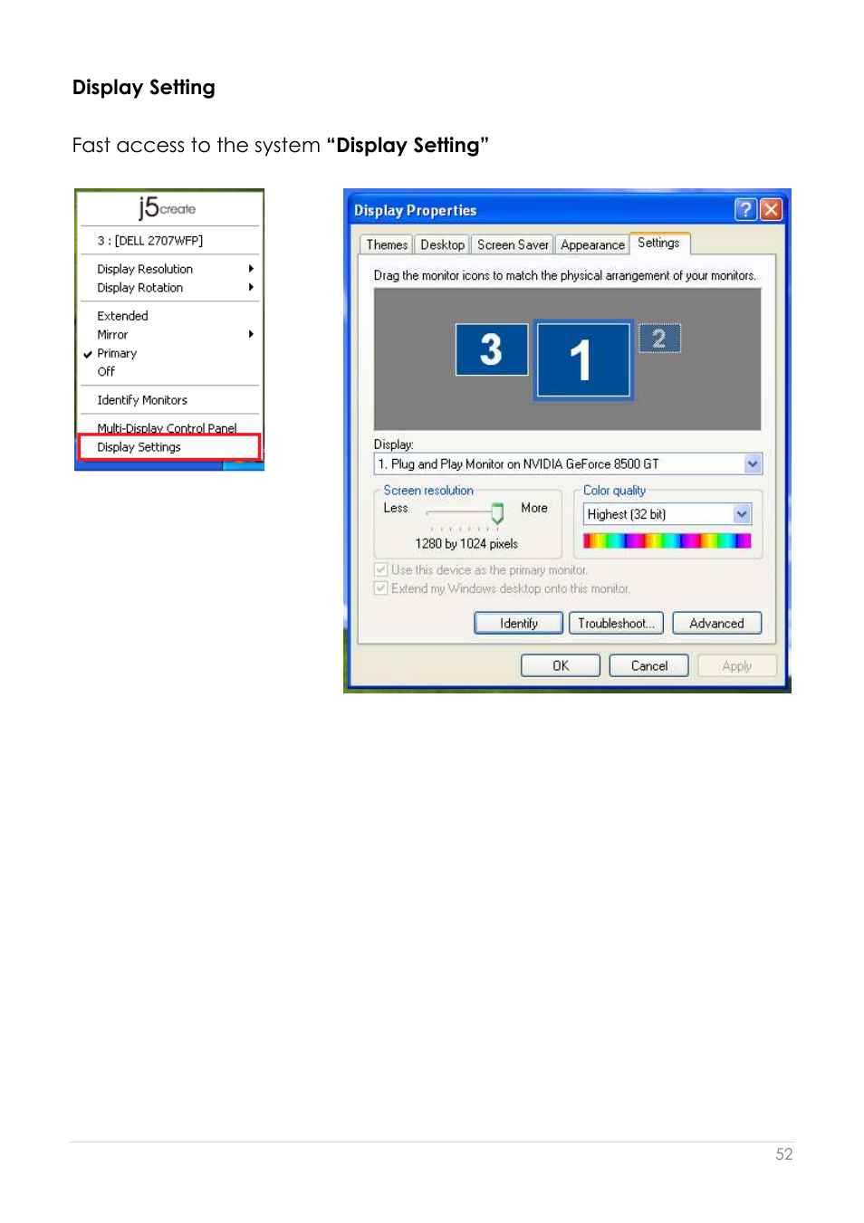 Display setting | j5 create JUA250 - USB 2.0 HDMI Display Adapter User Manual | Page 53 / 497