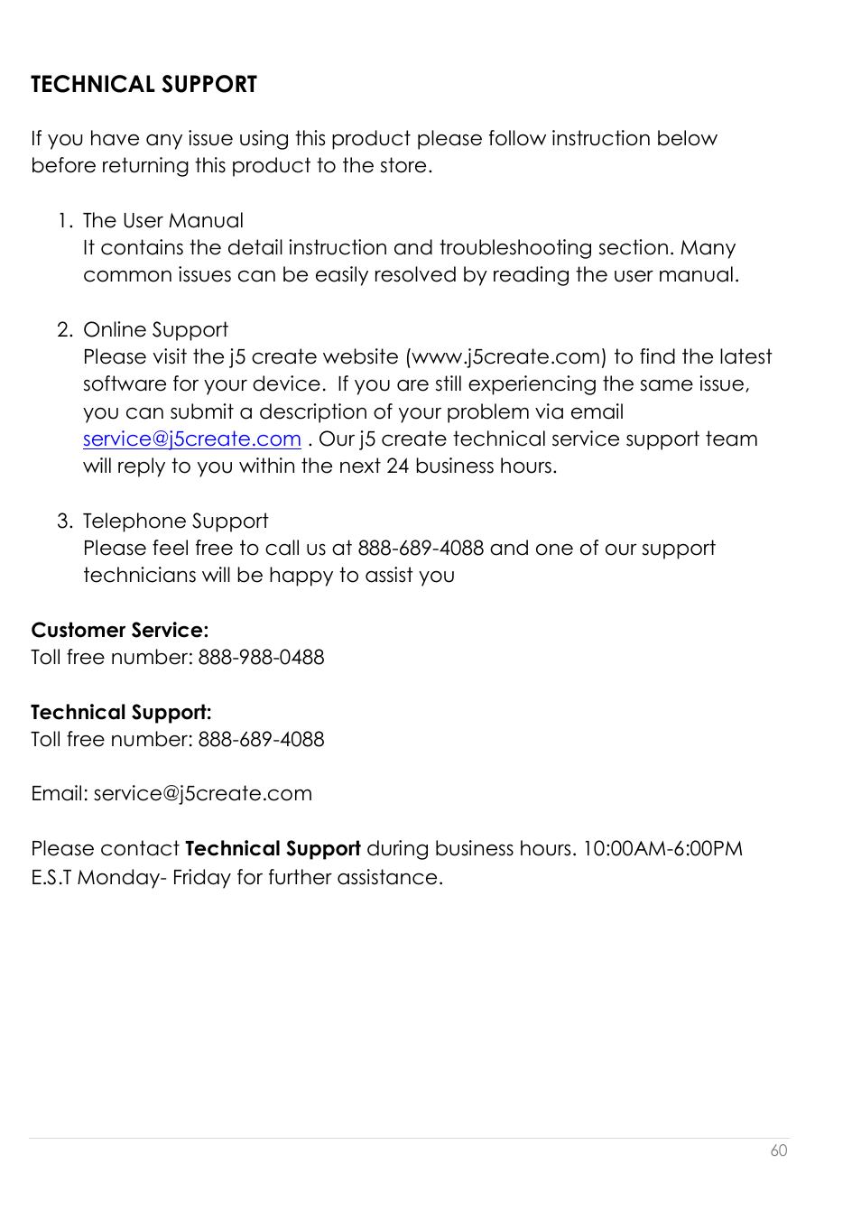 Technical support | j5 create JUA250 - USB 2.0 HDMI Display Adapter User Manual | Page 61 / 497