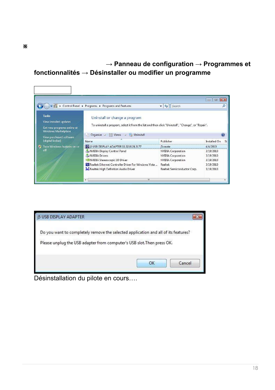 Dé sinstallation du pilote | j5 create JUA250 - USB 2.0 HDMI Display Adapter User Manual | Page 82 / 497