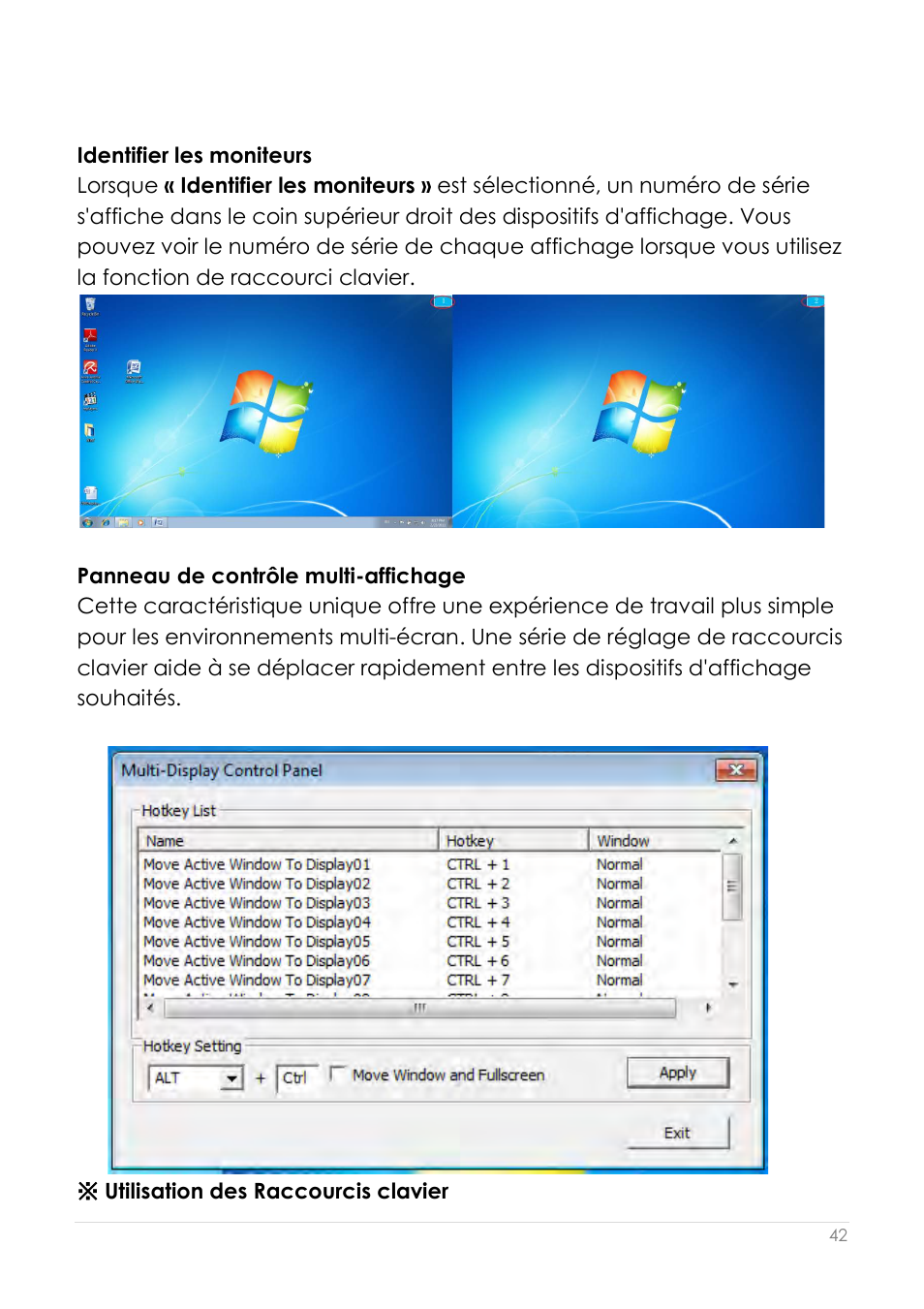 Identifier les moniteurs, Panneau de contrôle multi-affichage | j5 create JUA210 - USB 2.0 VGA Display Adapter User Manual | Page 107 / 444