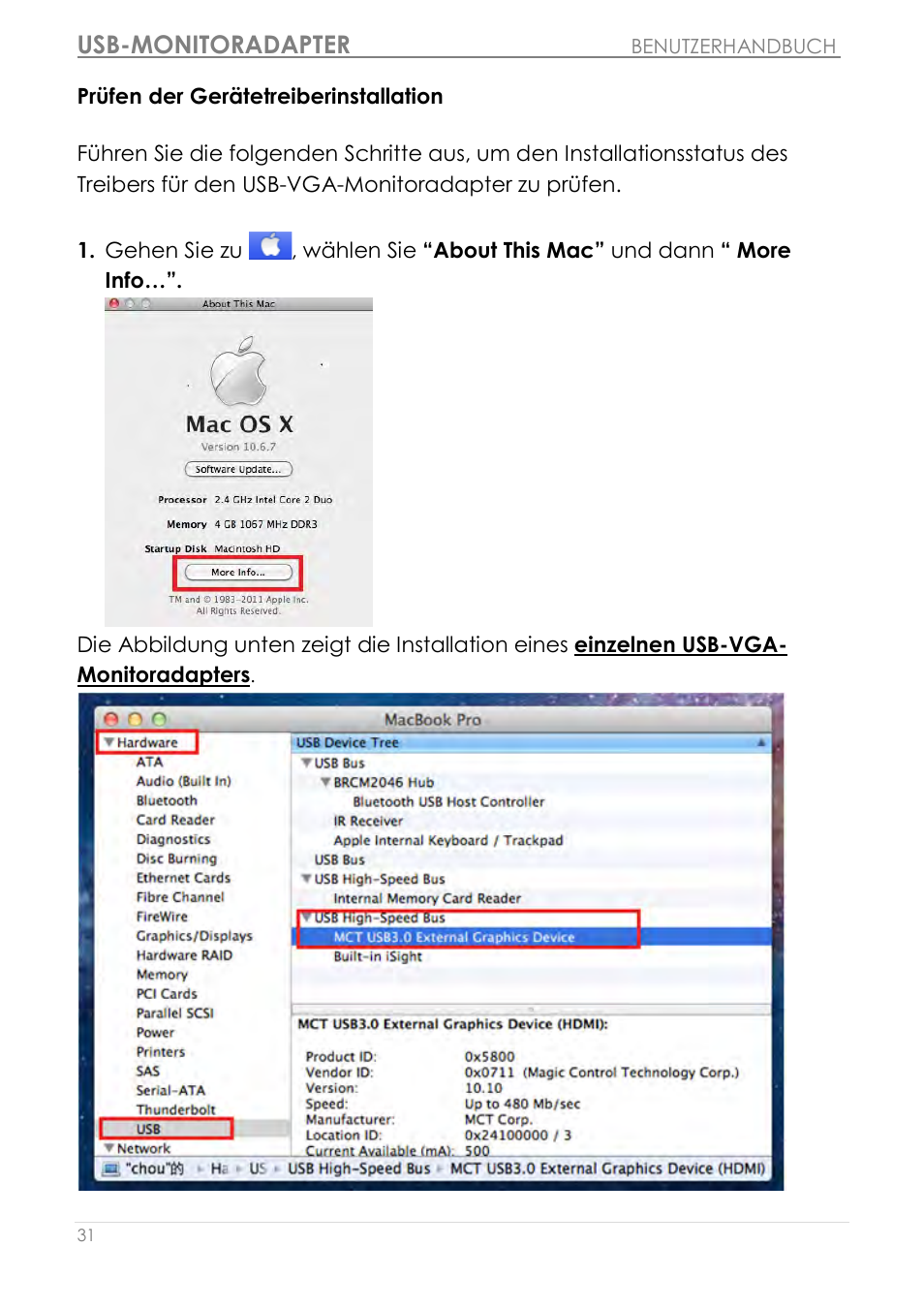 Prüfen der gerätetreiberinstallation, Usb-monitoradapter | j5 create JUA210 - USB 2.0 VGA Display Adapter User Manual | Page 158 / 444