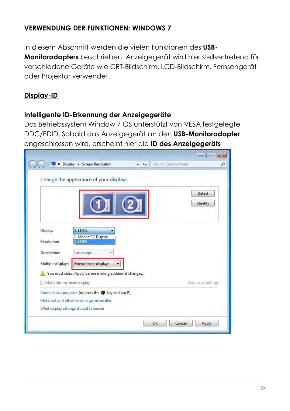 Verwendung der funktionen: windows 7, Display-id | j5 create JUA210 - USB 2.0 VGA Display Adapter User Manual | Page 161 / 444