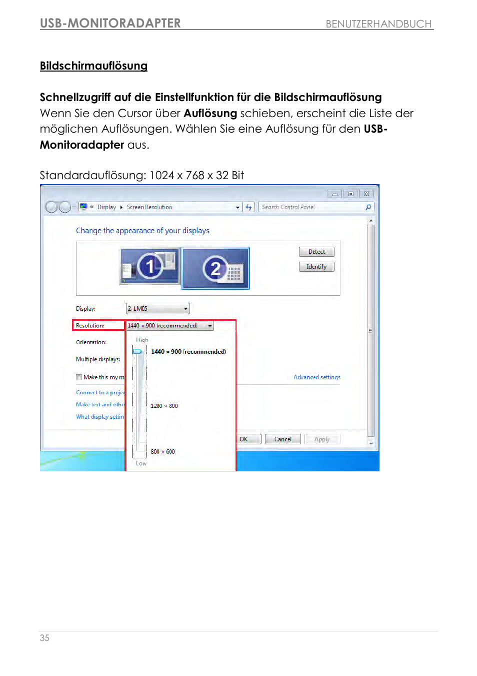 Bildschirmauflösung, Usb-monitoradapter | j5 create JUA210 - USB 2.0 VGA Display Adapter User Manual | Page 162 / 444