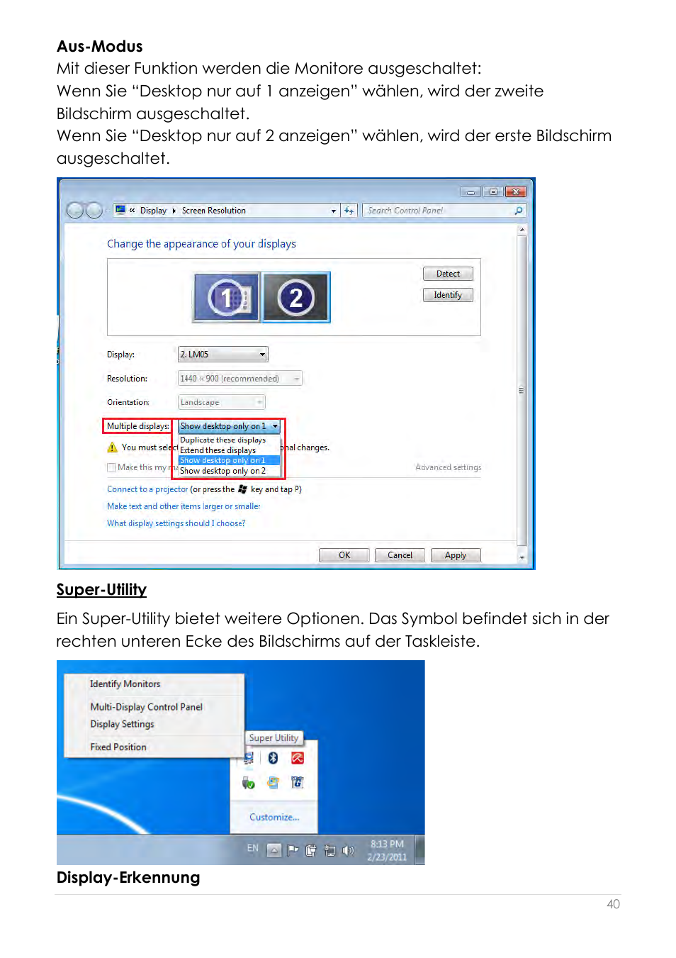 Display-erkennung | j5 create JUA210 - USB 2.0 VGA Display Adapter User Manual | Page 167 / 444