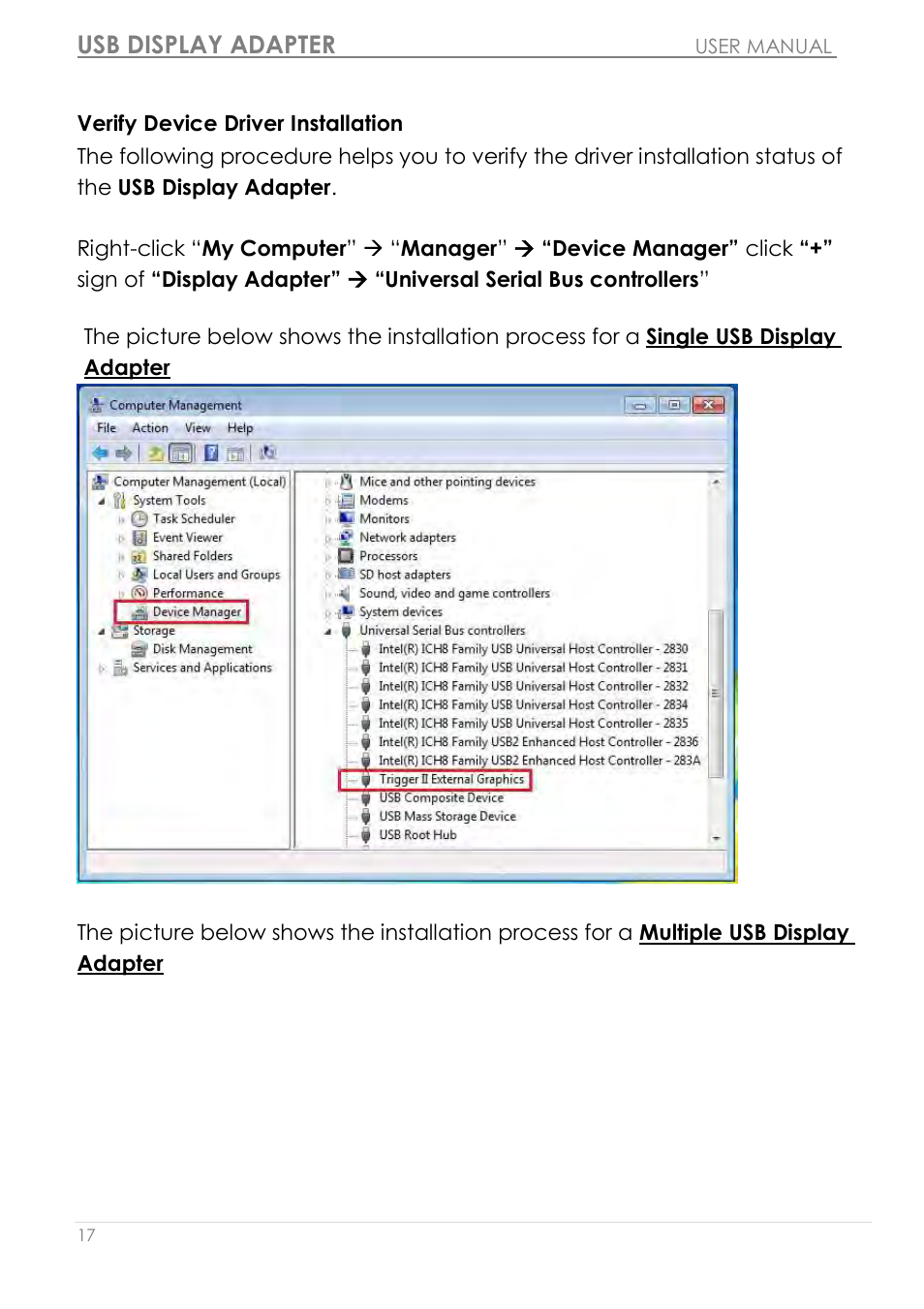 Verify device driver installation, Usb display adapter | j5 create JUA210 - USB 2.0 VGA Display Adapter User Manual | Page 18 / 444