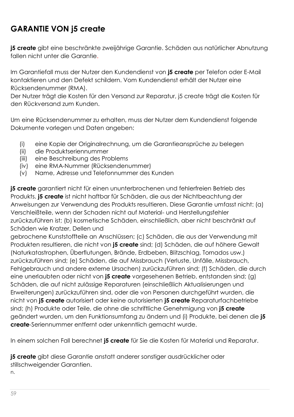 Garantie von j5 create | j5 create JUA210 - USB 2.0 VGA Display Adapter User Manual | Page 186 / 444