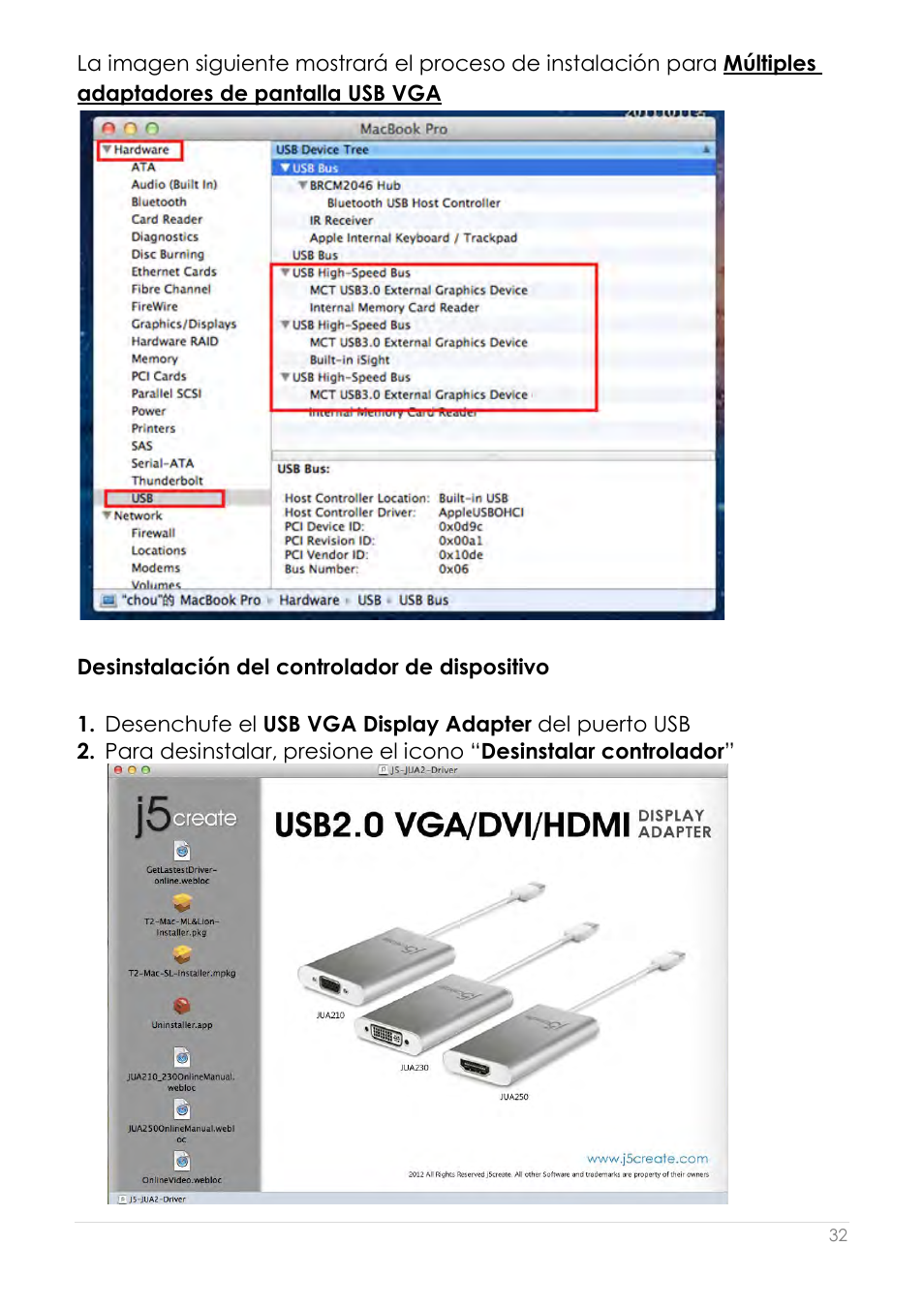 Desinstalación del controlador de dispositivo | j5 create JUA210 - USB 2.0 VGA Display Adapter User Manual | Page 219 / 444
