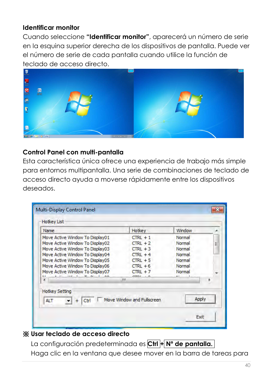 Identificar monitor, Control panel con multi-pantalla | j5 create JUA210 - USB 2.0 VGA Display Adapter User Manual | Page 227 / 444