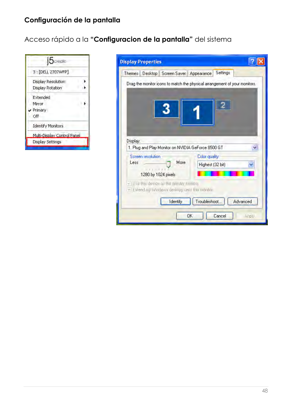 Configuración de la pantalla | j5 create JUA210 - USB 2.0 VGA Display Adapter User Manual | Page 235 / 444