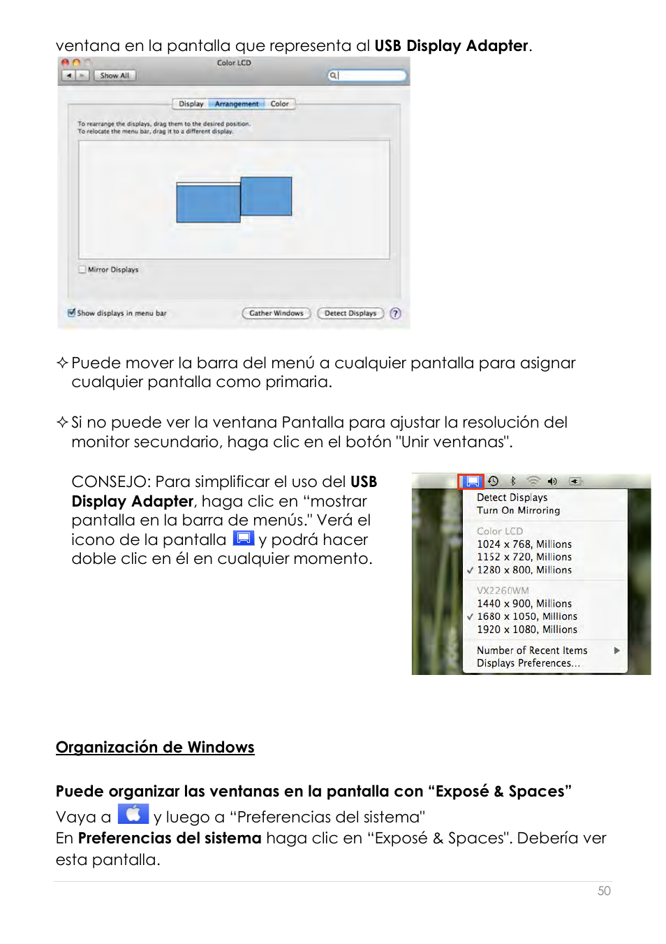 Organización de windows | j5 create JUA210 - USB 2.0 VGA Display Adapter User Manual | Page 237 / 444