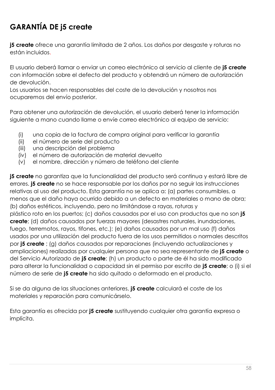 Garantía de j5 create | j5 create JUA210 - USB 2.0 VGA Display Adapter User Manual | Page 245 / 444