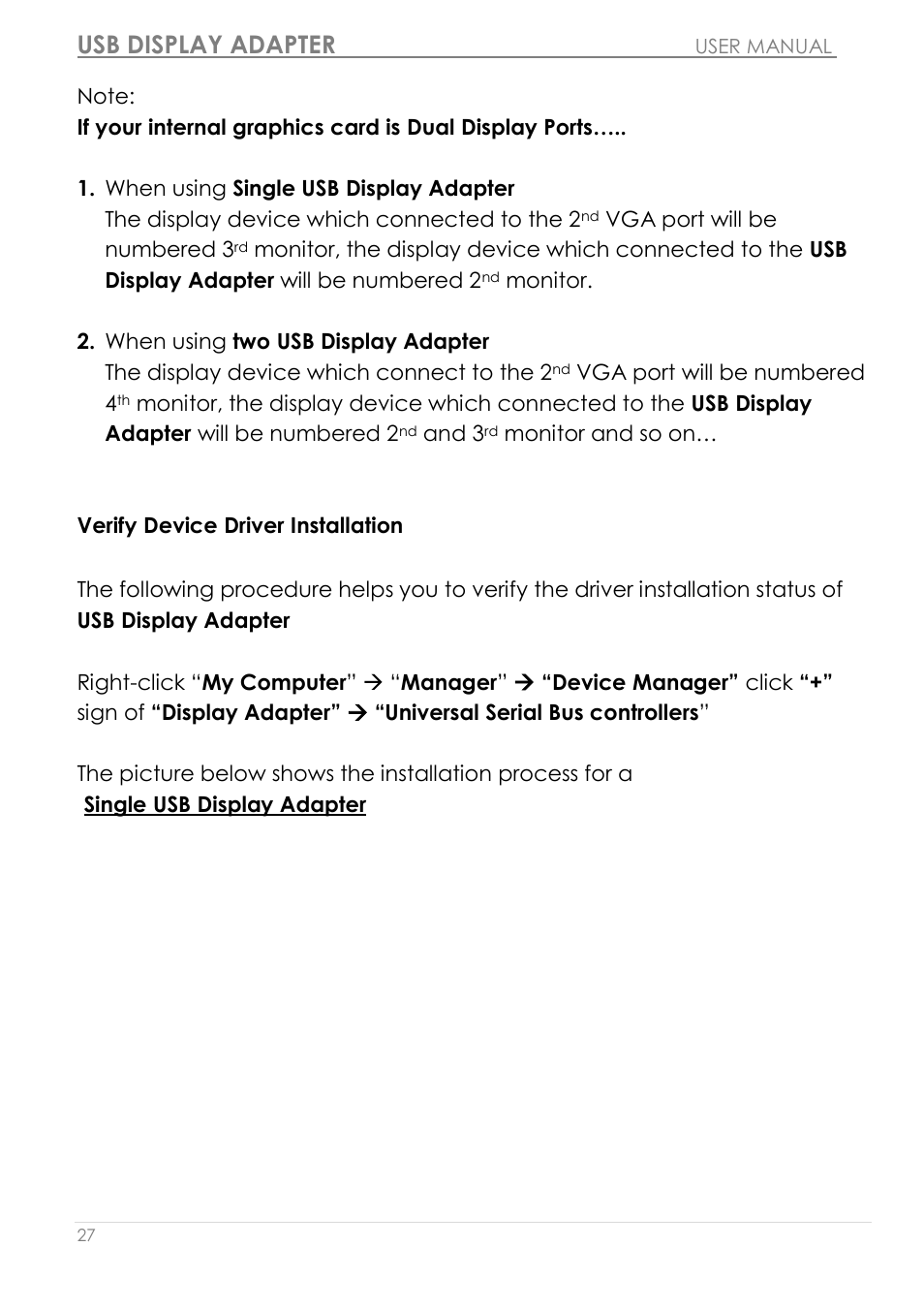 Verify device driver installation, Usb display adapter | j5 create JUA210 - USB 2.0 VGA Display Adapter User Manual | Page 28 / 444