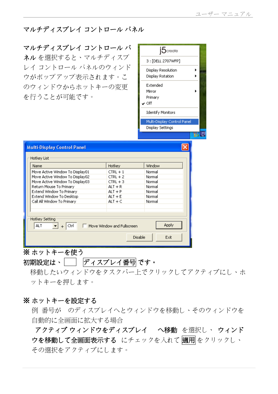 マルチディスプレイ コントロール パネル, Usb display adapter | j5 create JUA210 - USB 2.0 VGA Display Adapter User Manual | Page 296 / 444