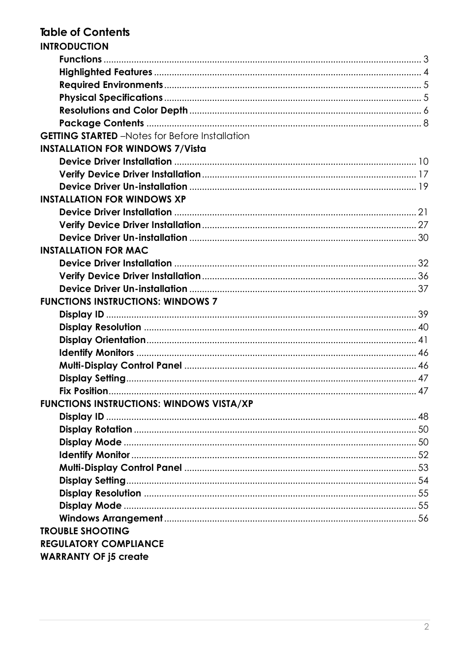 j5 create JUA210 - USB 2.0 VGA Display Adapter User Manual | Page 3 / 444