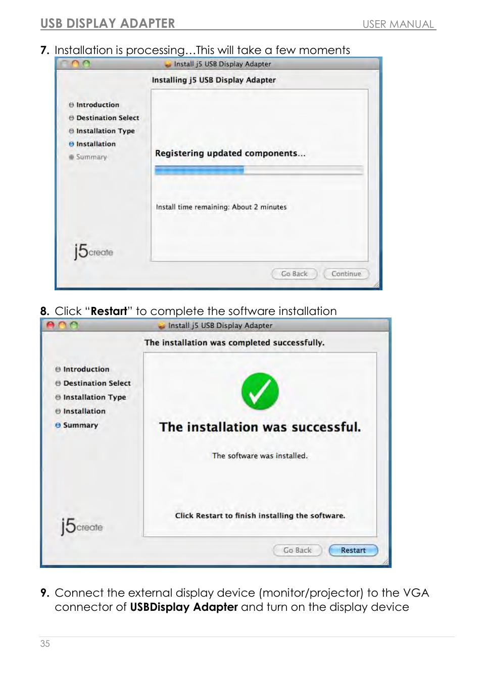 Usb display adapter | j5 create JUA210 - USB 2.0 VGA Display Adapter User Manual | Page 36 / 444