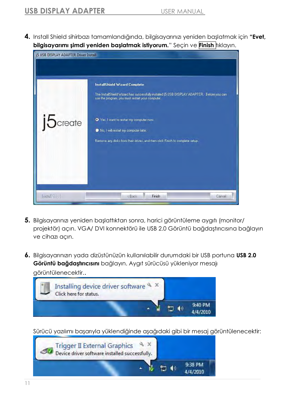Usb display adapter | j5 create JUA210 - USB 2.0 VGA Display Adapter User Manual | Page 383 / 444