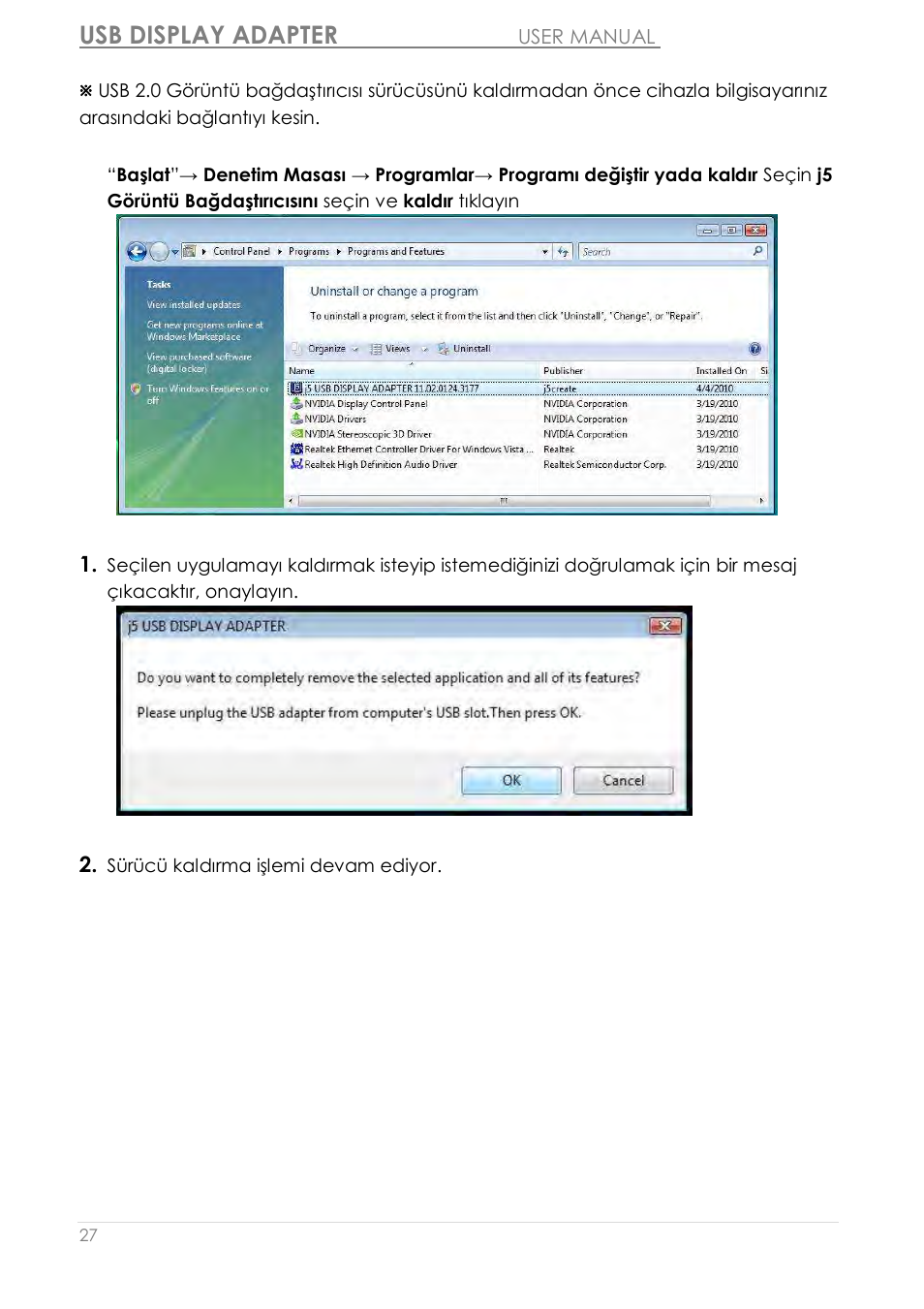 Usb display adapter | j5 create JUA210 - USB 2.0 VGA Display Adapter User Manual | Page 399 / 444