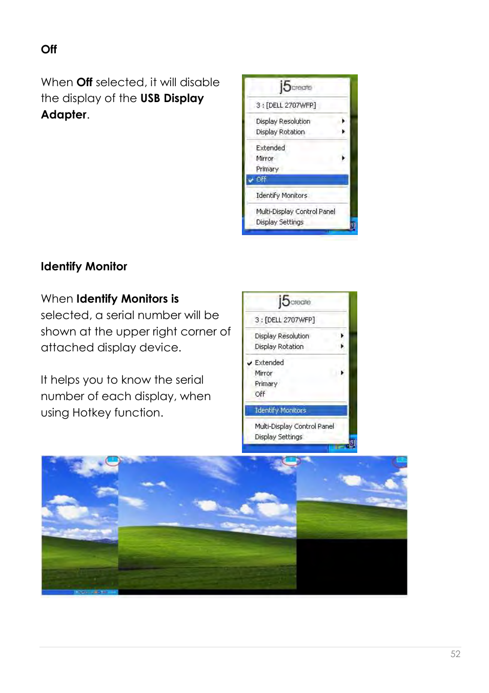 Identify monitor | j5 create JUA210 - USB 2.0 VGA Display Adapter User Manual | Page 53 / 444