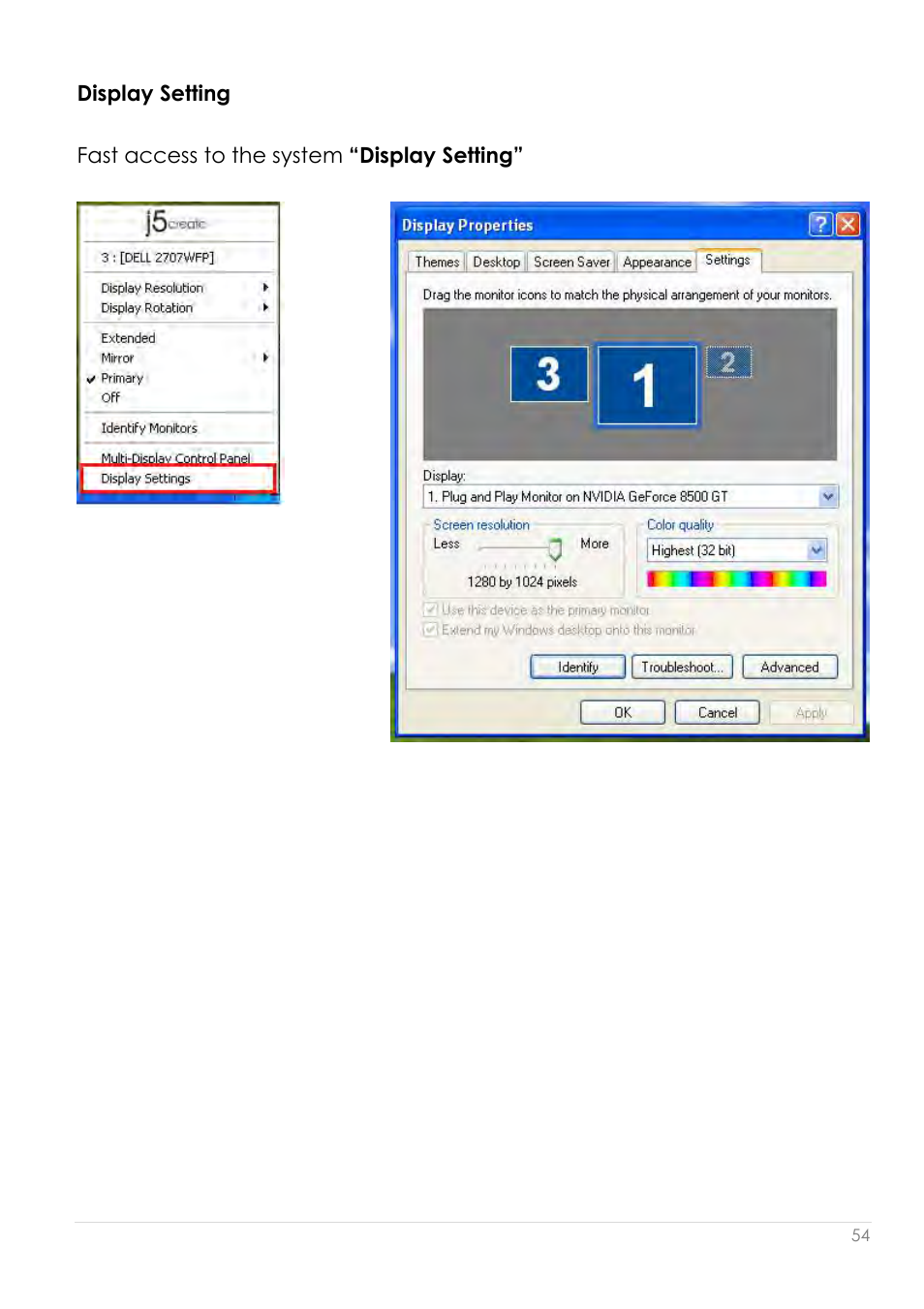 Display setting | j5 create JUA210 - USB 2.0 VGA Display Adapter User Manual | Page 55 / 444
