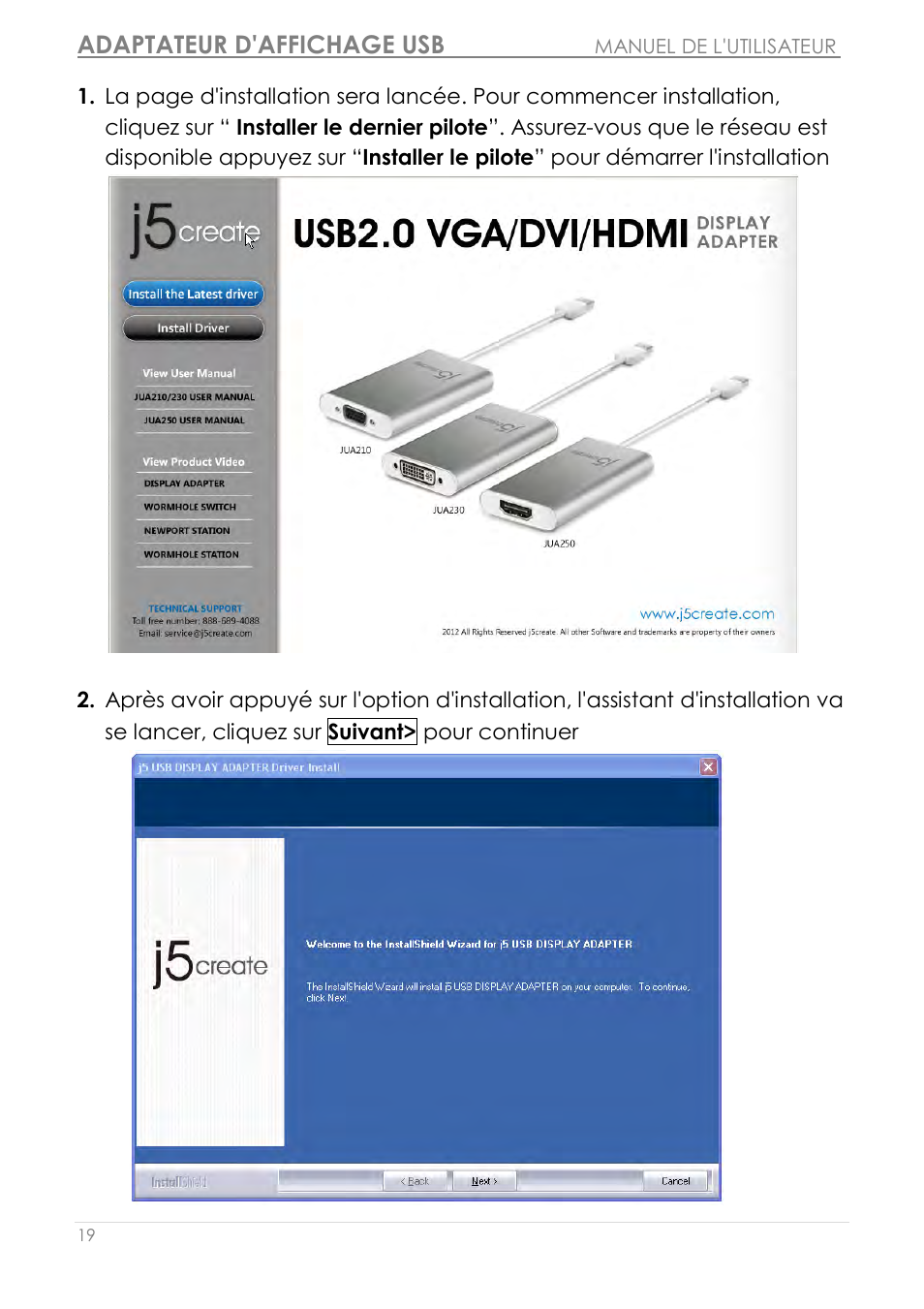 Adaptateur d'affichage usb | j5 create JUA210 - USB 2.0 VGA Display Adapter User Manual | Page 84 / 444