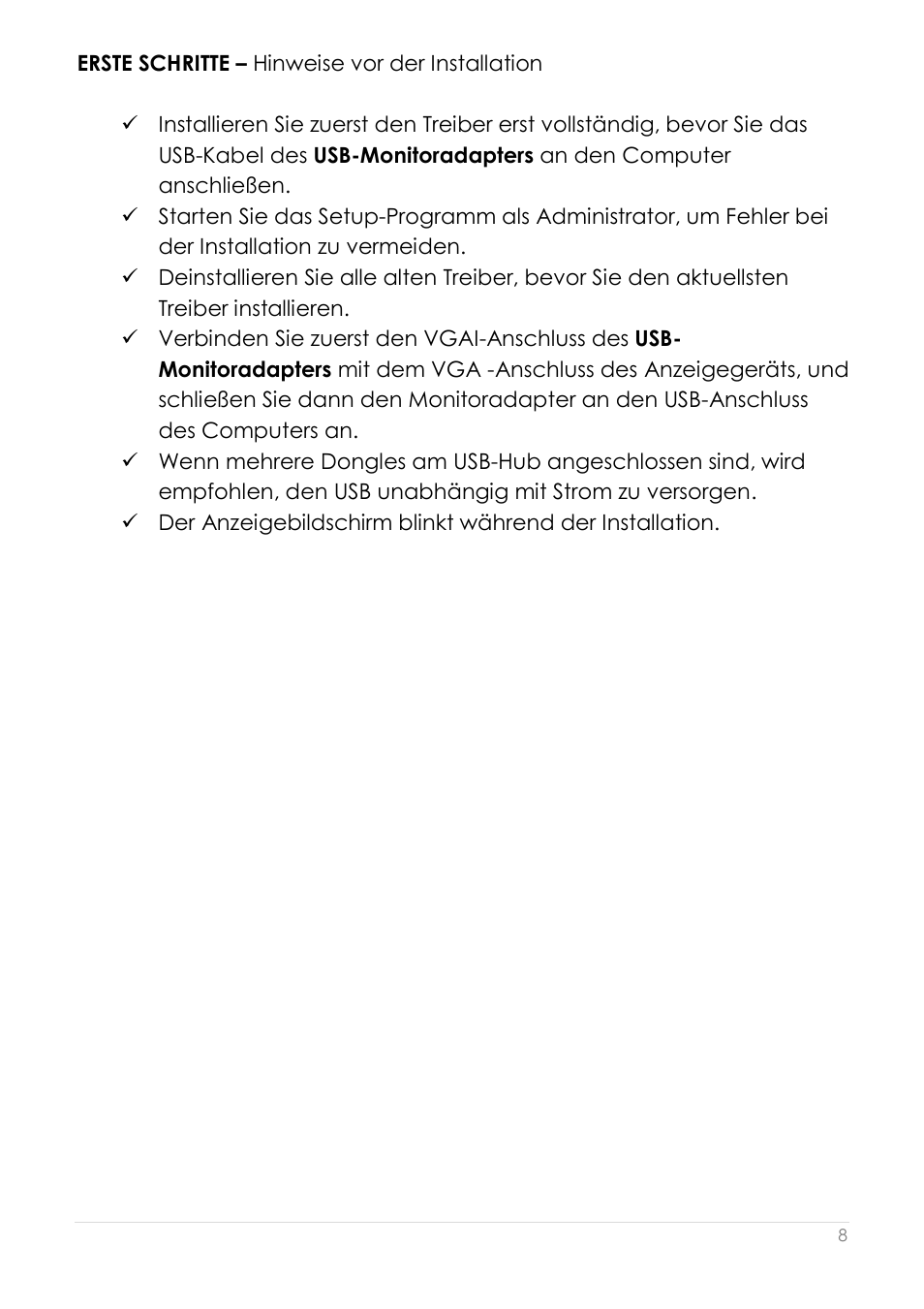 Erste schritte – hinweise vor der installation | j5 create JUA190 - USB 2.0 VGA Display Adapter User Manual | Page 105 / 250