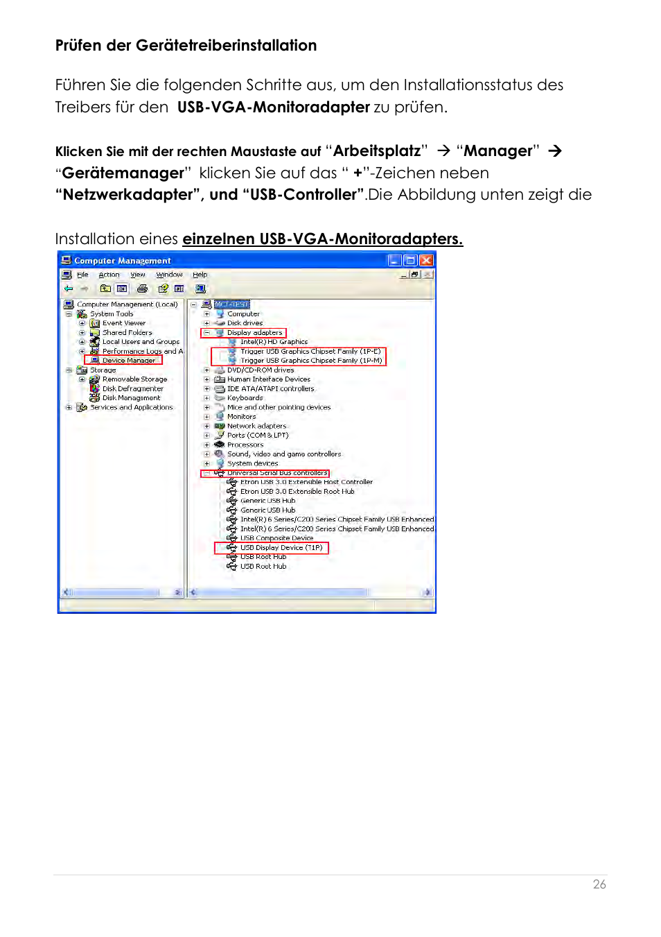 Prüfen der gerätetreiberinstallation | j5 create JUA190 - USB 2.0 VGA Display Adapter User Manual | Page 123 / 250