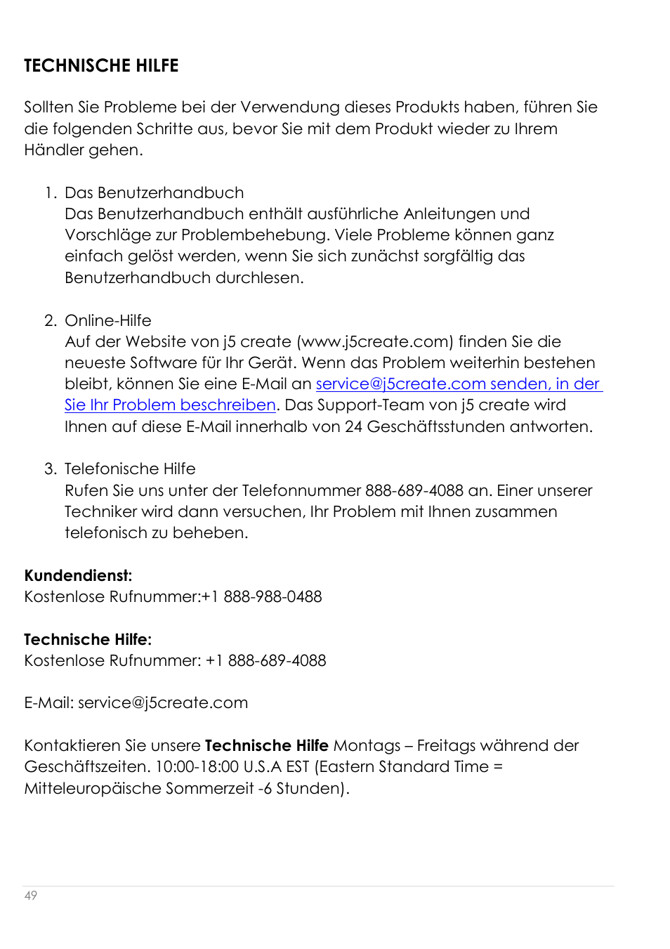 Technische hilfe | j5 create JUA190 - USB 2.0 VGA Display Adapter User Manual | Page 146 / 250