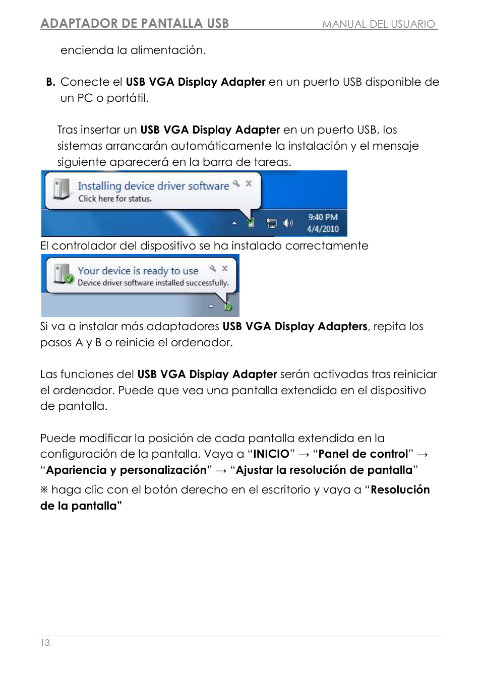 Adaptador de pantalla usb | j5 create JUA190 - USB 2.0 VGA Display Adapter User Manual | Page 162 / 250