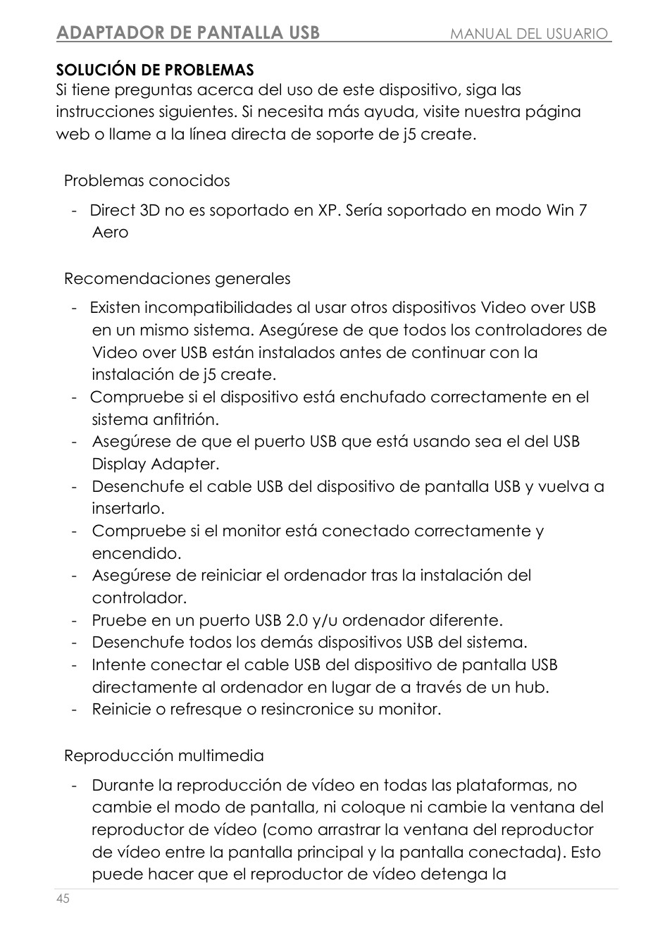 Adaptador de pantalla usb | j5 create JUA190 - USB 2.0 VGA Display Adapter User Manual | Page 194 / 250