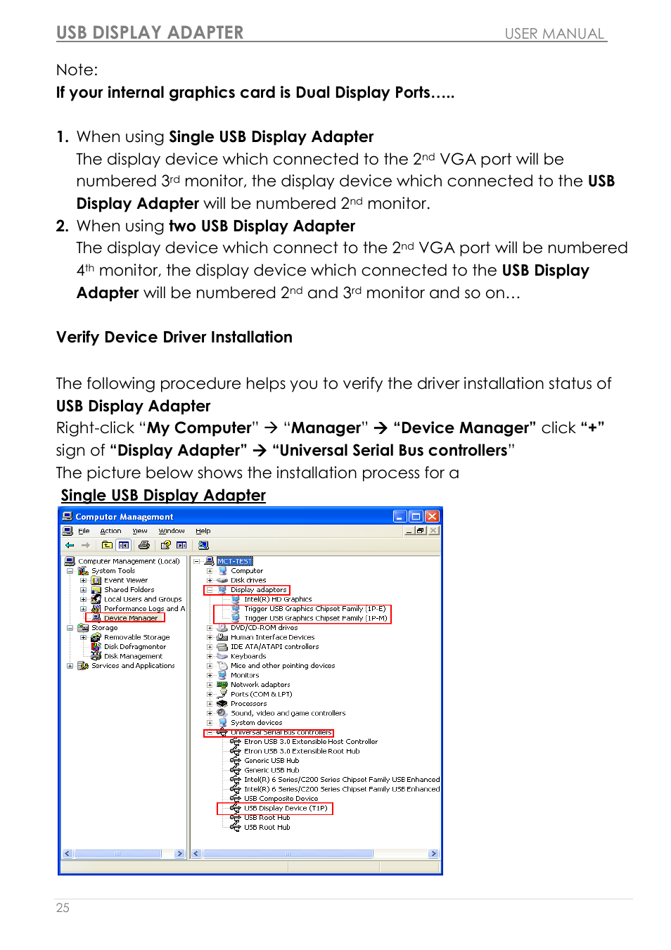 Verify device driver installation, Usb display adapter | j5 create JUA190 - USB 2.0 VGA Display Adapter User Manual | Page 26 / 250