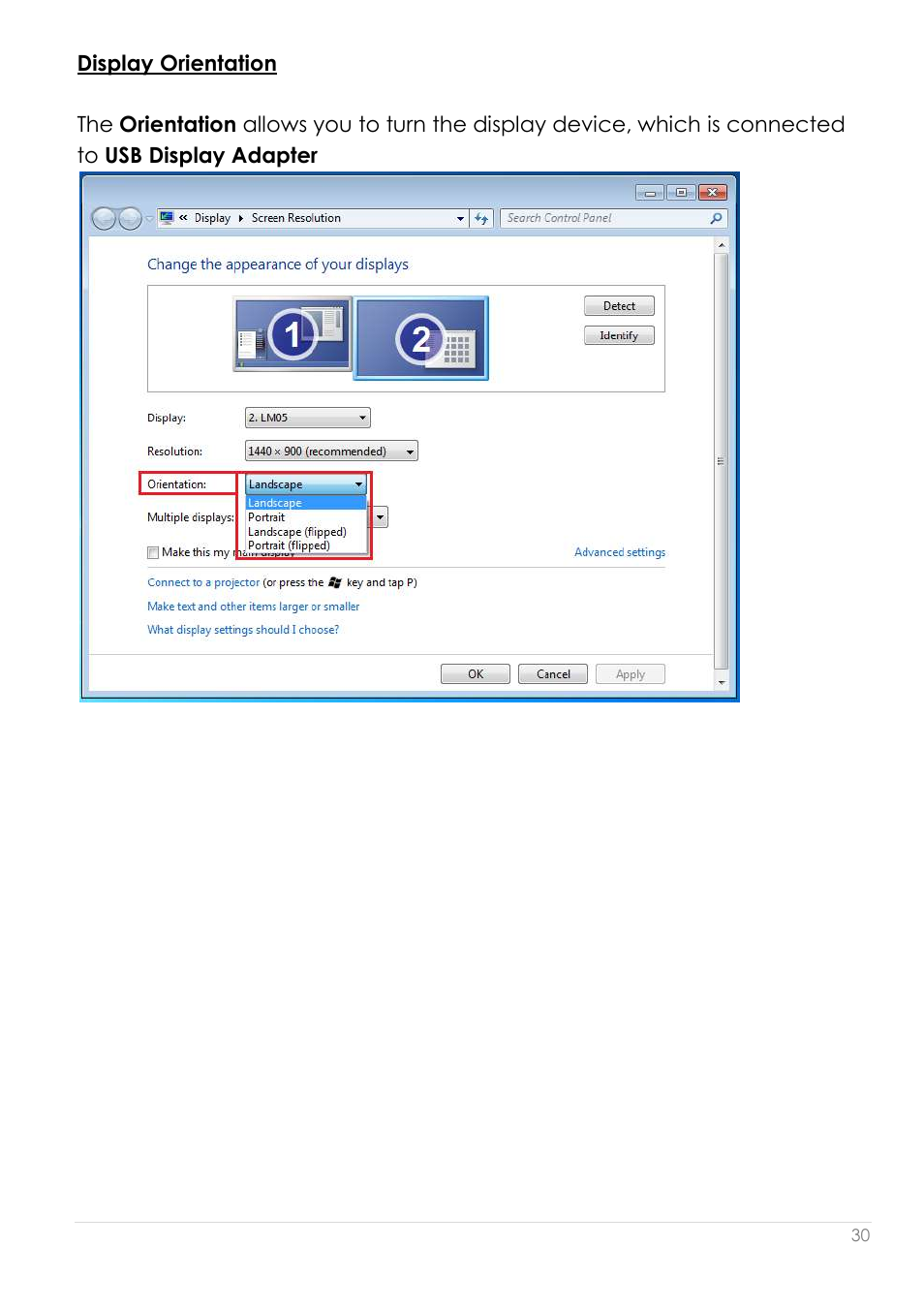 Display orientation | j5 create JUA190 - USB 2.0 VGA Display Adapter User Manual | Page 31 / 250