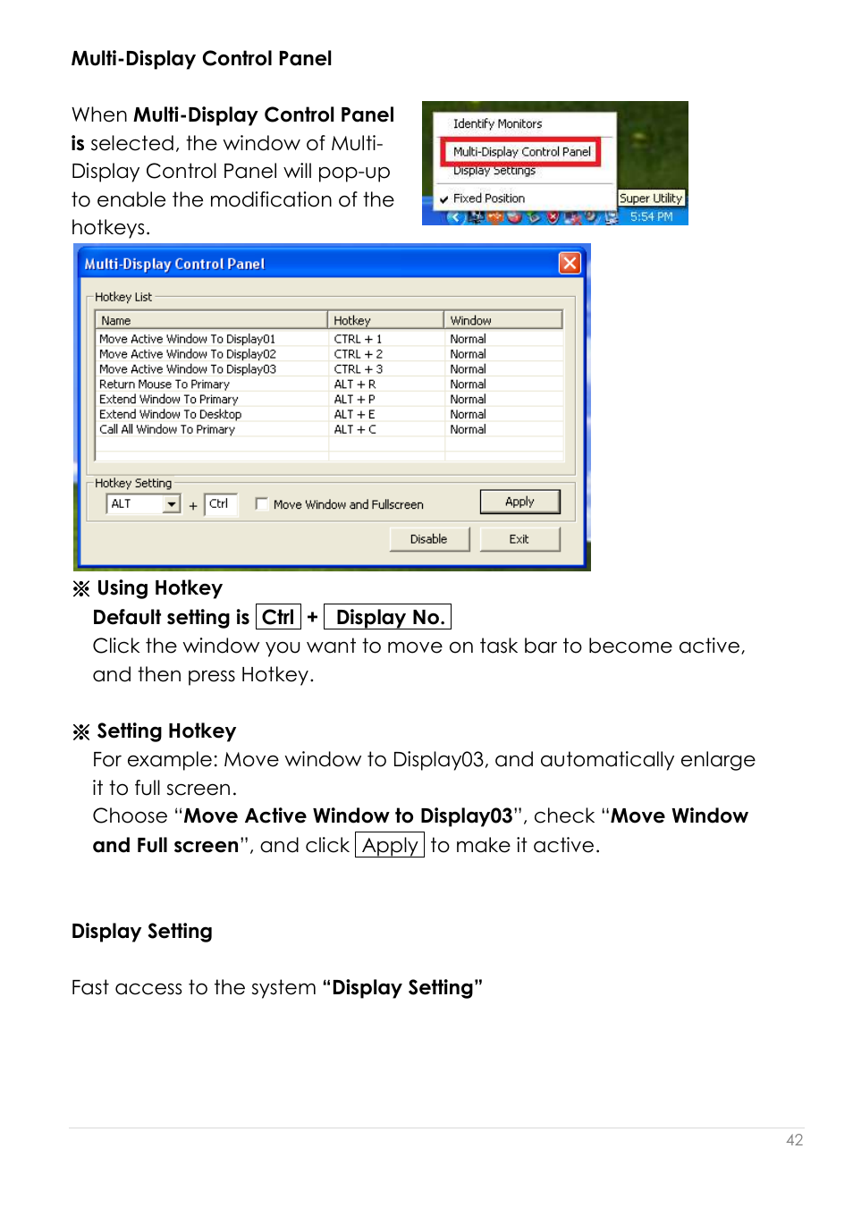 Multi-display control panel display setting | j5 create JUA190 - USB 2.0 VGA Display Adapter User Manual | Page 43 / 250