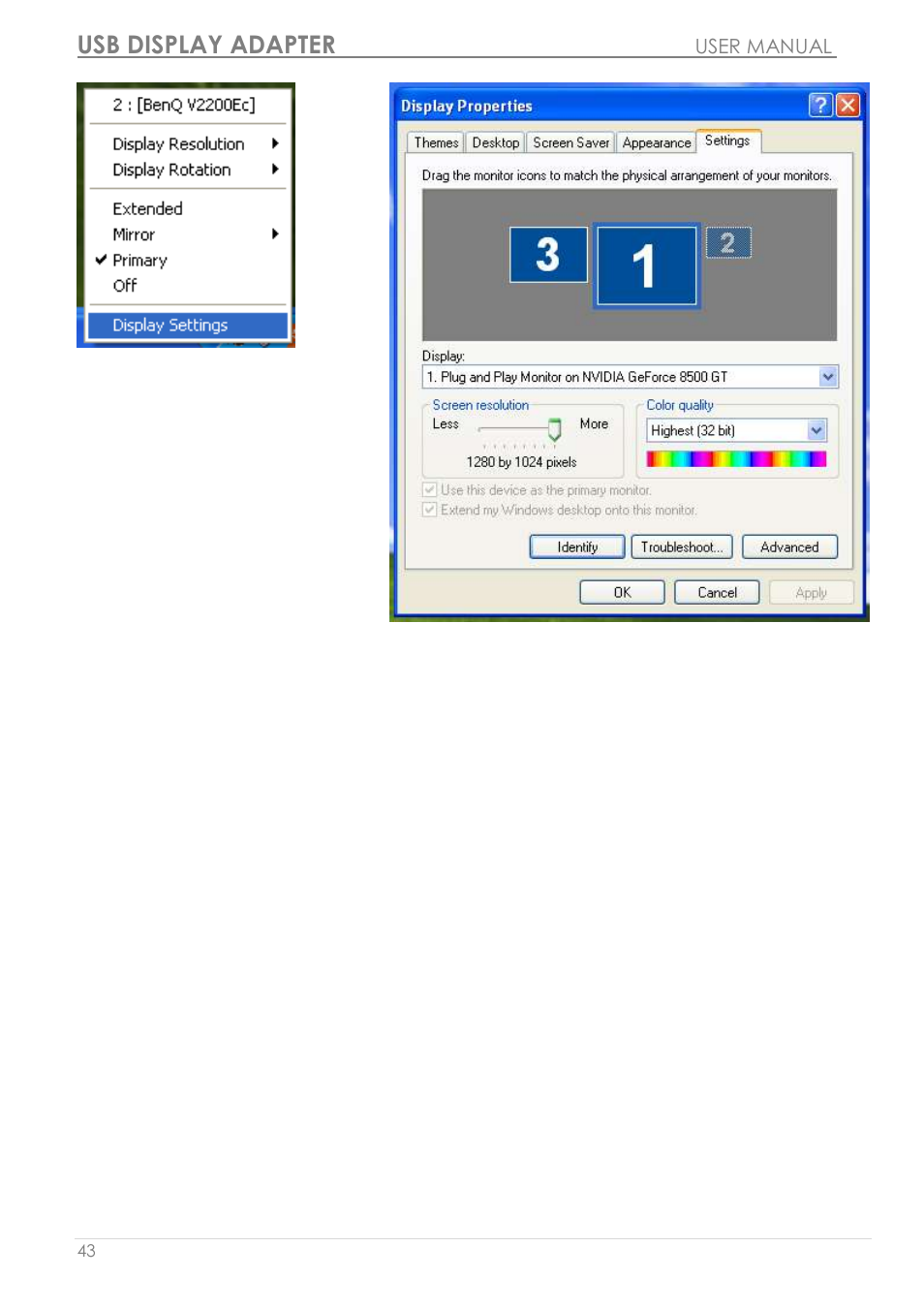 Usb display adapter | j5 create JUA190 - USB 2.0 VGA Display Adapter User Manual | Page 44 / 250