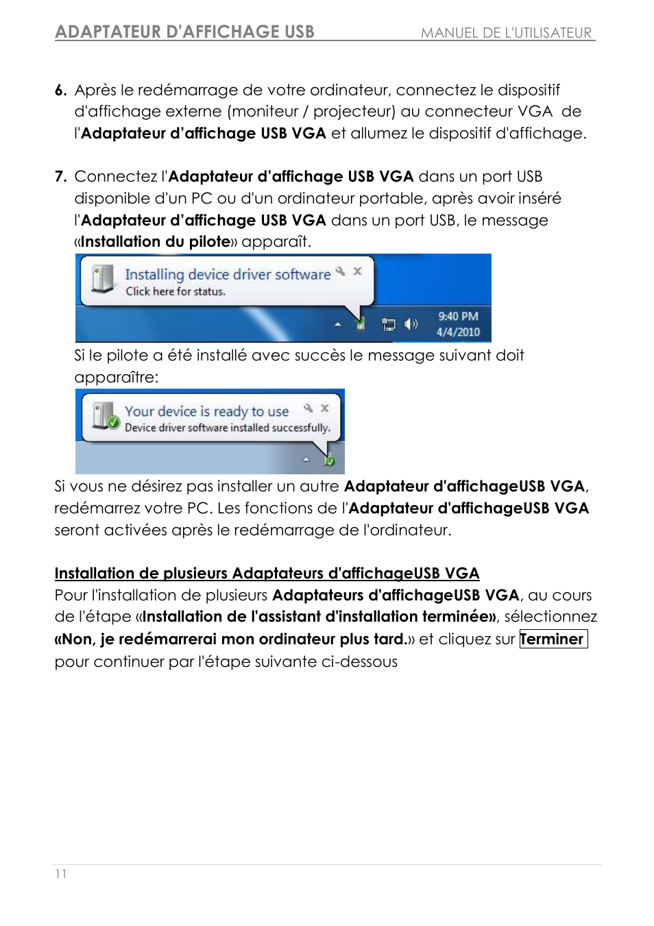 Adaptateur d'affichage usb | j5 create JUA190 - USB 2.0 VGA Display Adapter User Manual | Page 60 / 250