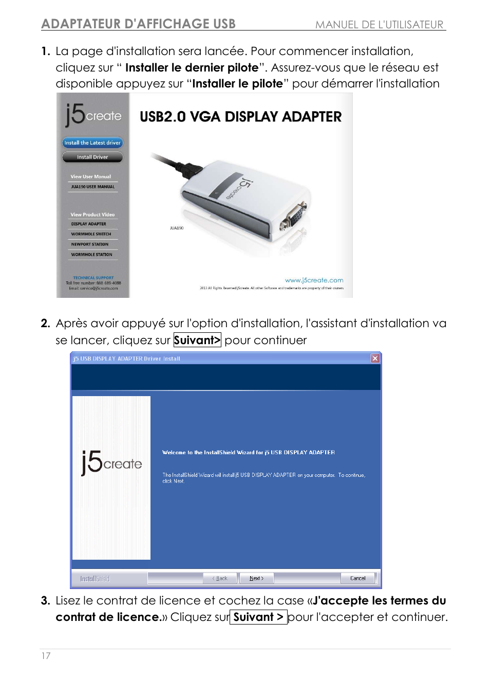Adaptateur d'affichage usb | j5 create JUA190 - USB 2.0 VGA Display Adapter User Manual | Page 66 / 250