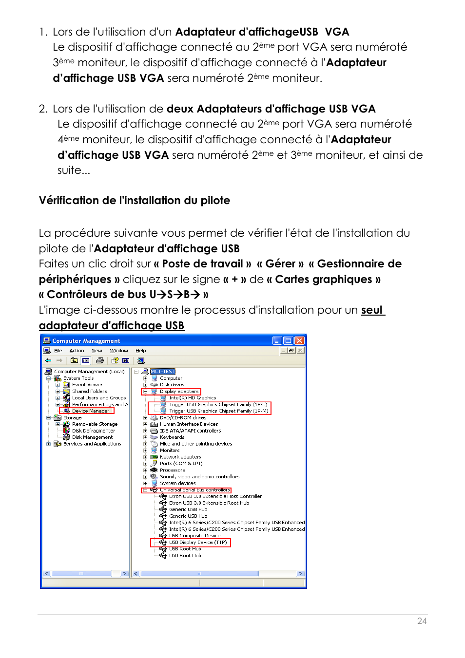 Vé rification de l'installation du pilote | j5 create JUA190 - USB 2.0 VGA Display Adapter User Manual | Page 73 / 250