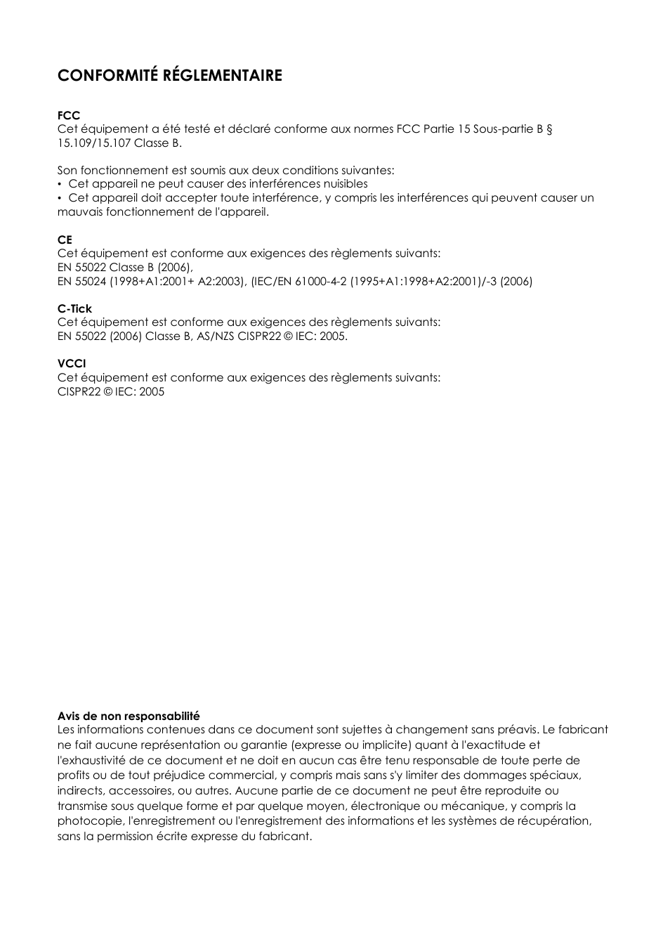 Conformité réglementaire | j5 create JUA190 - USB 2.0 VGA Display Adapter User Manual | Page 96 / 250