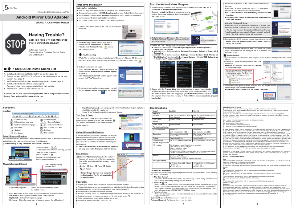j5 create JUC600 Android Mirror User Manual | 1 page