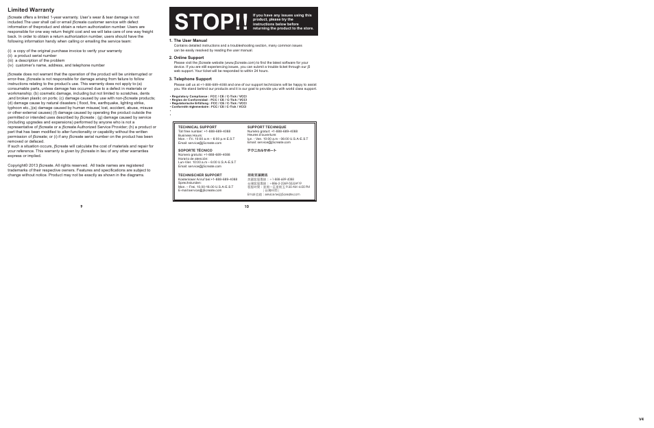 Stop, Limited warranty | j5 create JUE120 USB 2.0 Ethernet LAN User Manual | Page 2 / 2