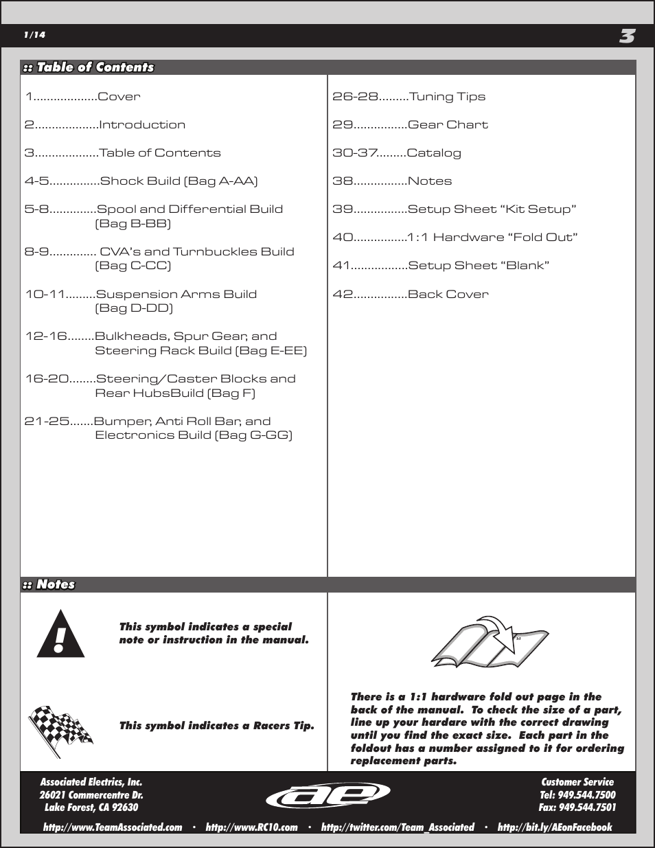 Team Associated TC6.2 User Manual | Page 3 / 42