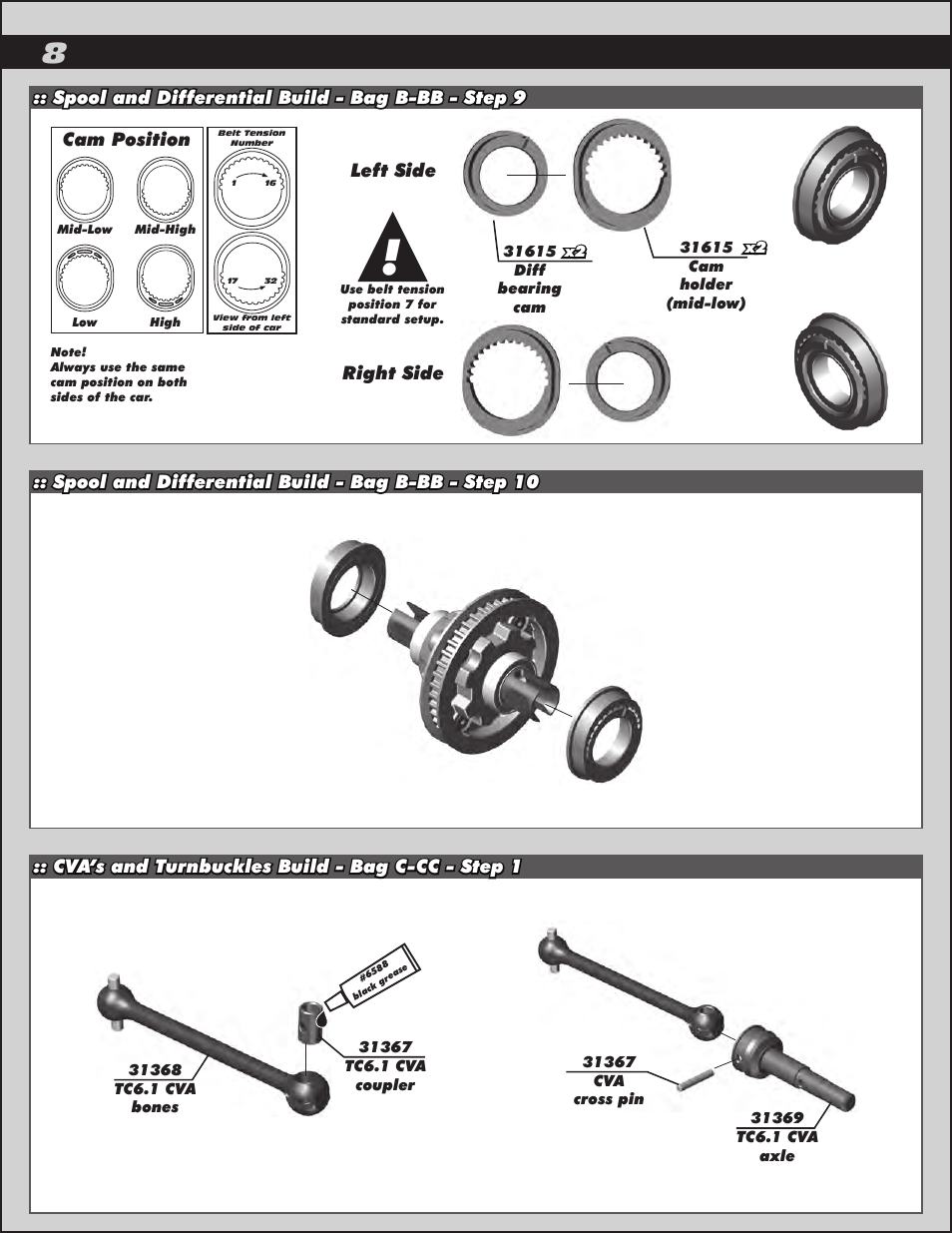 Right side left side, Cam position | Team Associated TC6.2 User Manual | Page 8 / 42