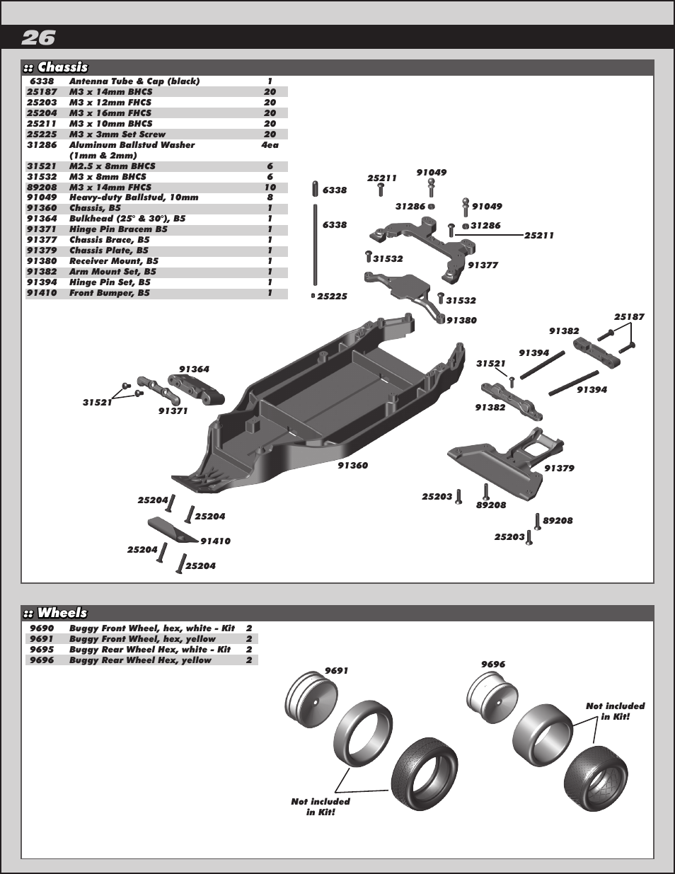 Wheels, Chassis | Team Associated RC10B5 User Manual | Page 26 / 34