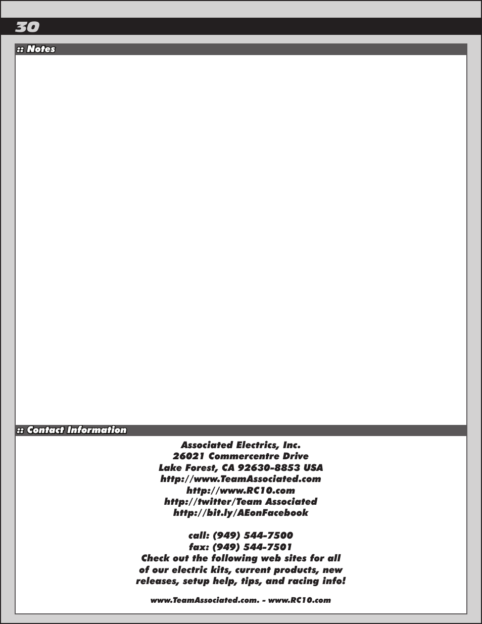 Team Associated RC10B5 User Manual | Page 30 / 34