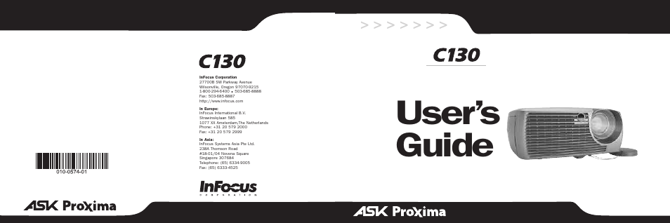 Ask Proxima C130 User Manual | 50 pages