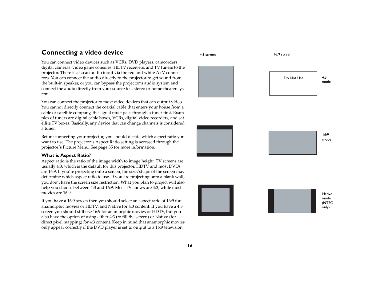 Connecting a video device | Ask Proxima C130 User Manual | Page 16 / 50