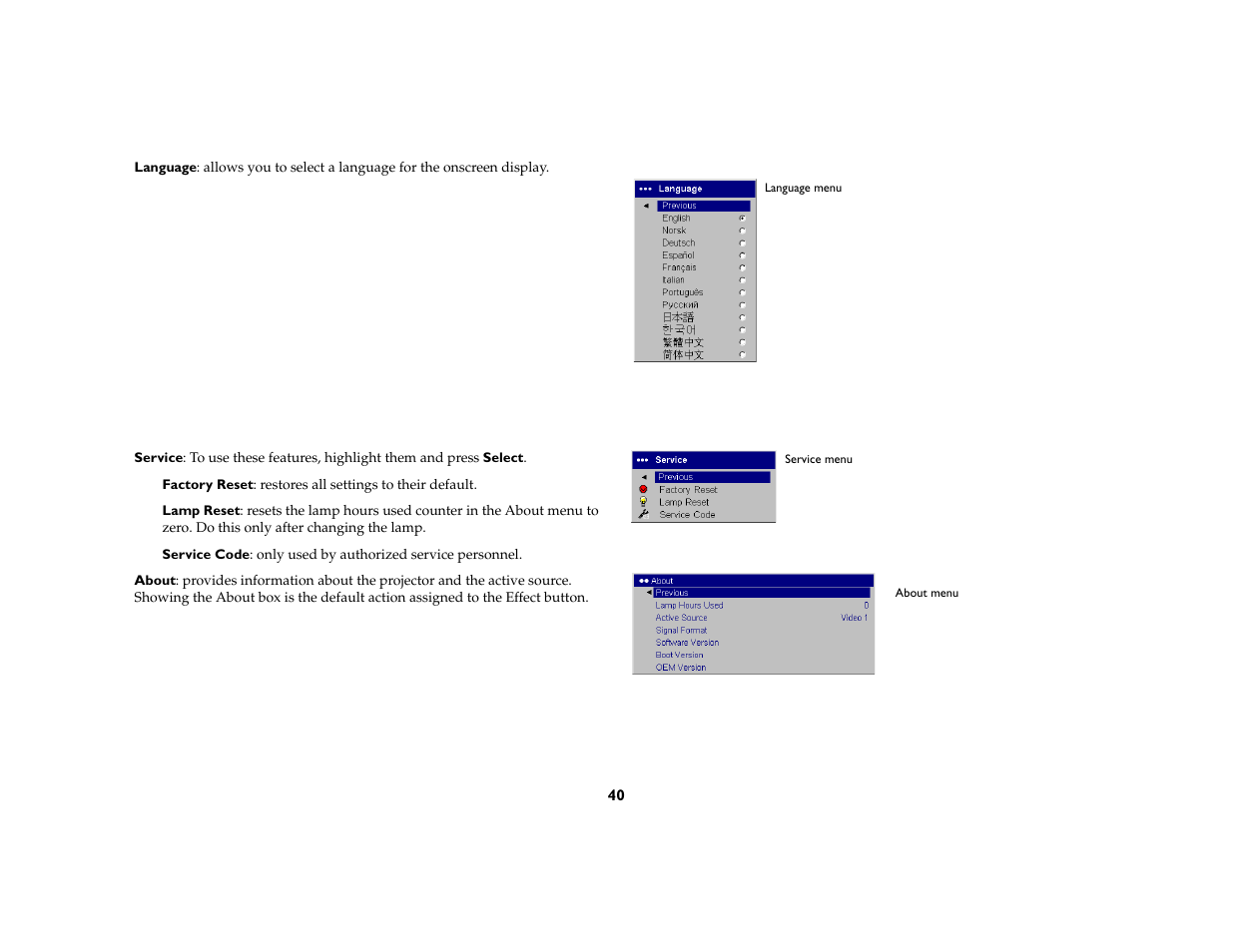 40 for details on these featur | Ask Proxima C130 User Manual | Page 40 / 50