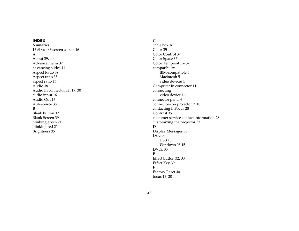 Ask Proxima C130 User Manual | Page 45 / 50