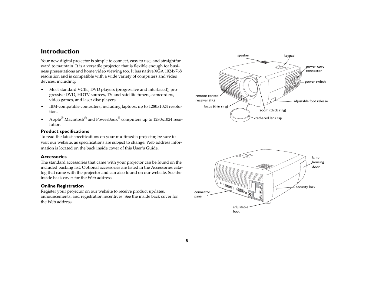 Introduction, Introduction 5 | Ask Proxima C130 User Manual | Page 5 / 50